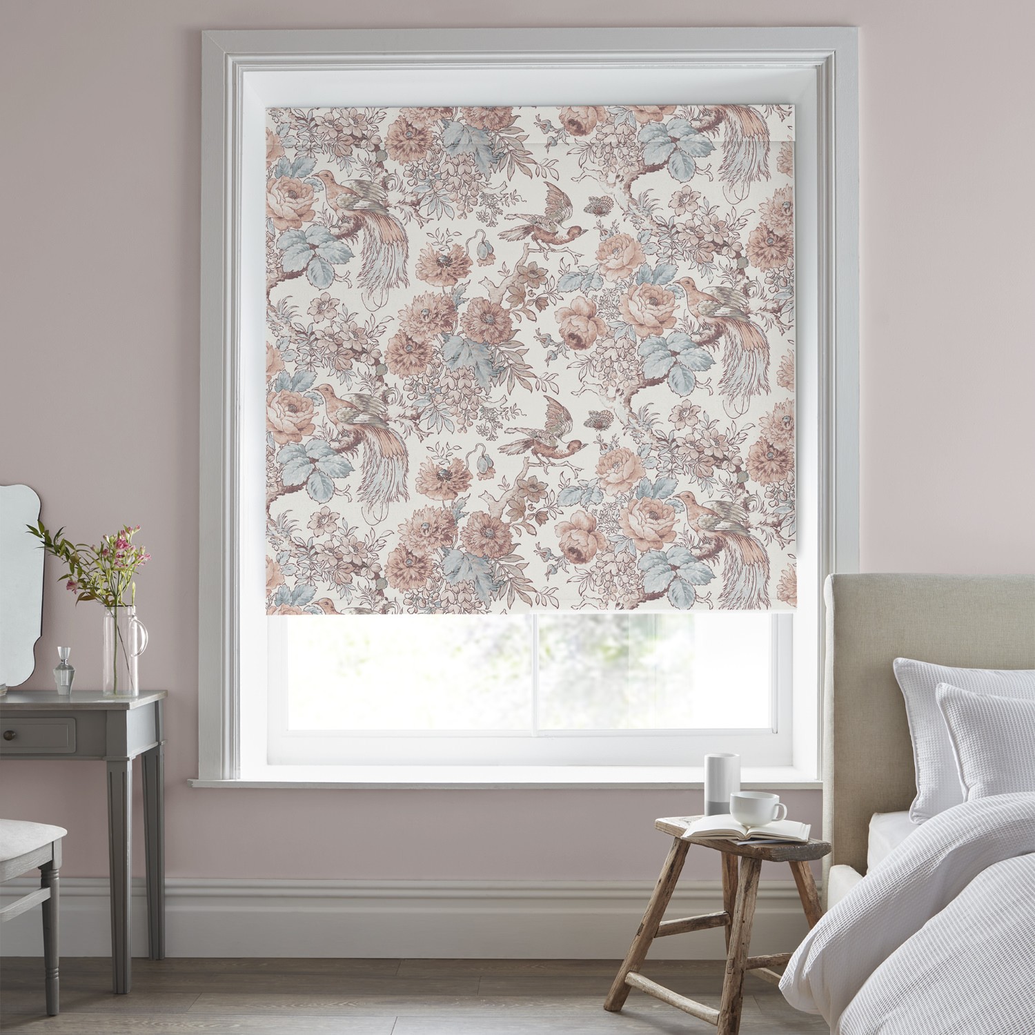 Laura Ashley Birtle Blush Dimout Roller Blind