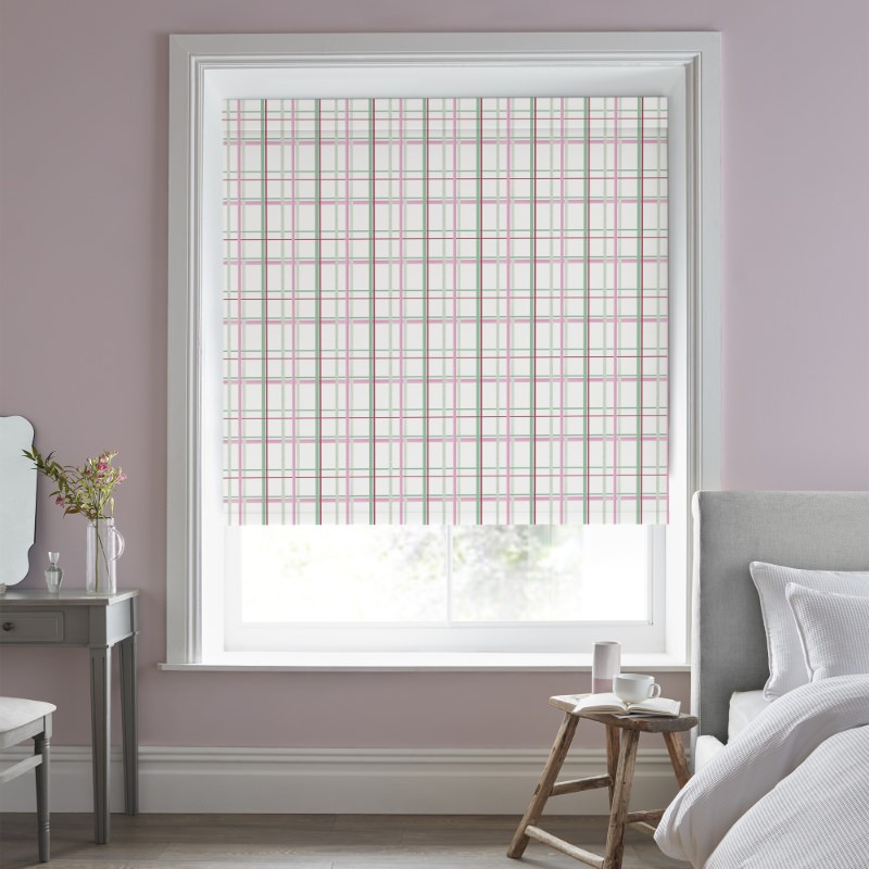 Laura Ashley Burford Check Rose Dimout Roller Blind