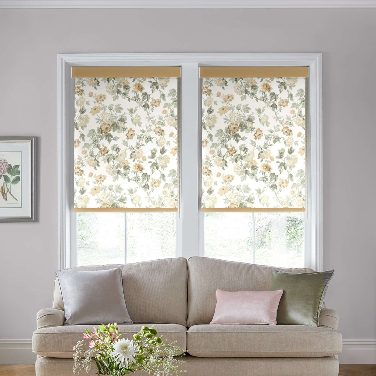 Laura Ashley Catrin Ochre Blackout Roller Blind