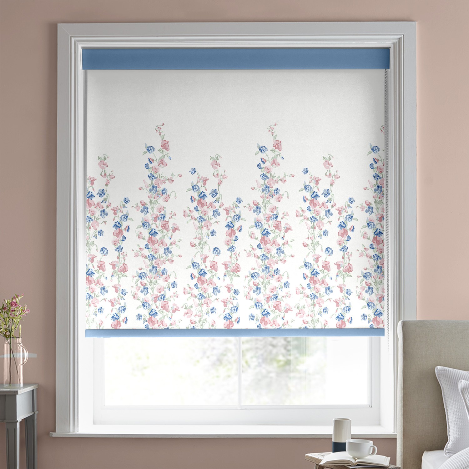 Laura Ashley Charlotte Pink Dimout Roller Blind