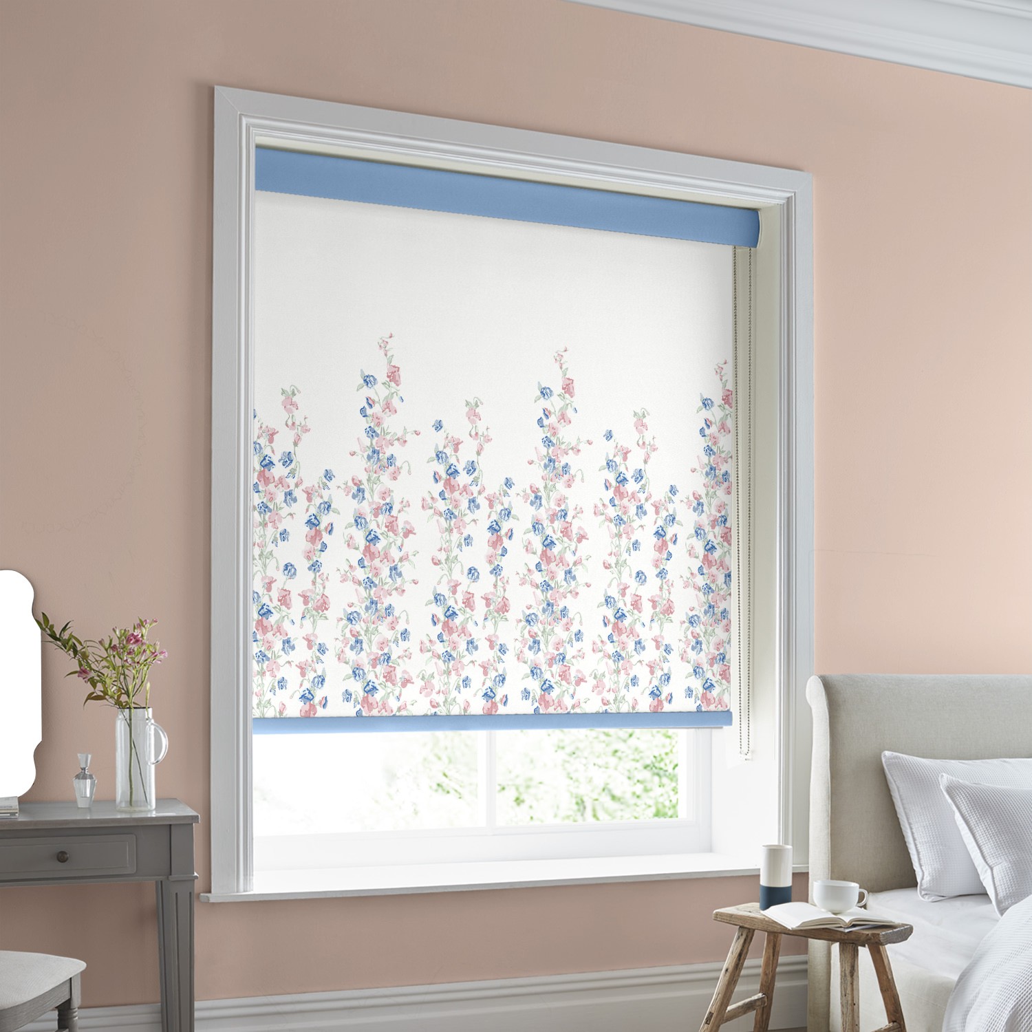 Laura Ashley Charlotte Pink Dimout Roller Blind