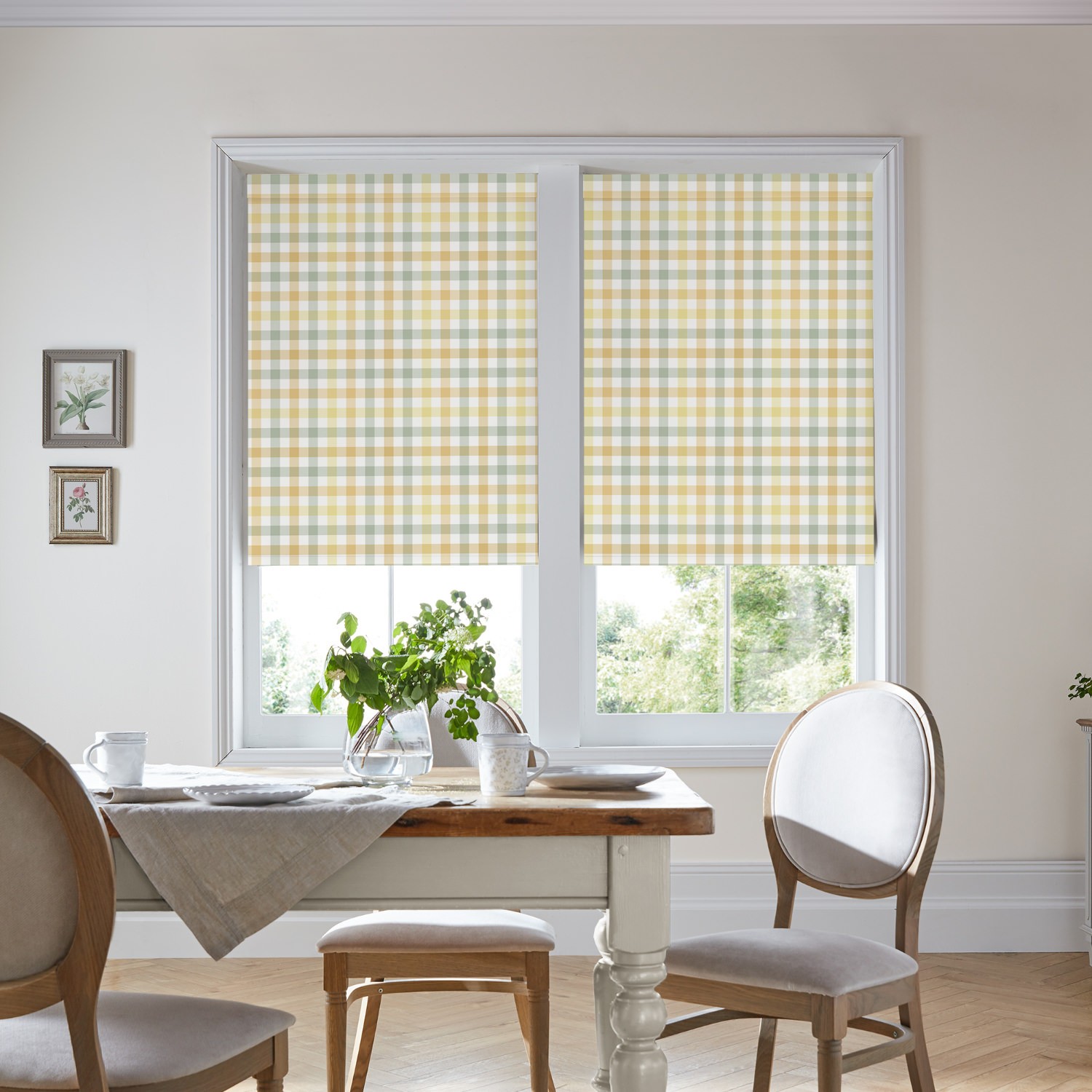 Laura Ashley Cove Check Ochre Dimout Roller Blind