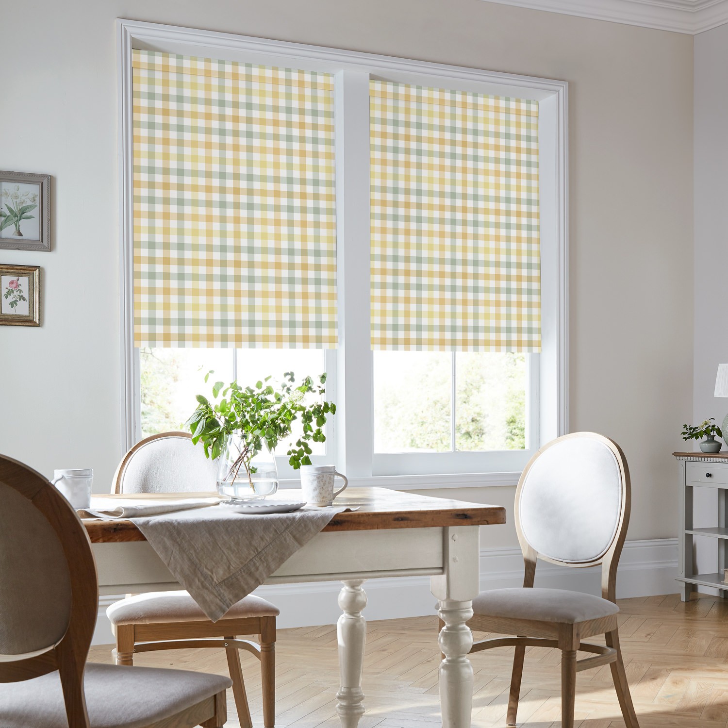 Laura Ashley Cove Check Ochre Dimout Roller Blind