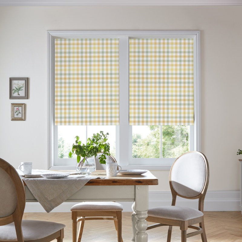 Laura Ashley Cove Check Ochre Dimout Roller Blind