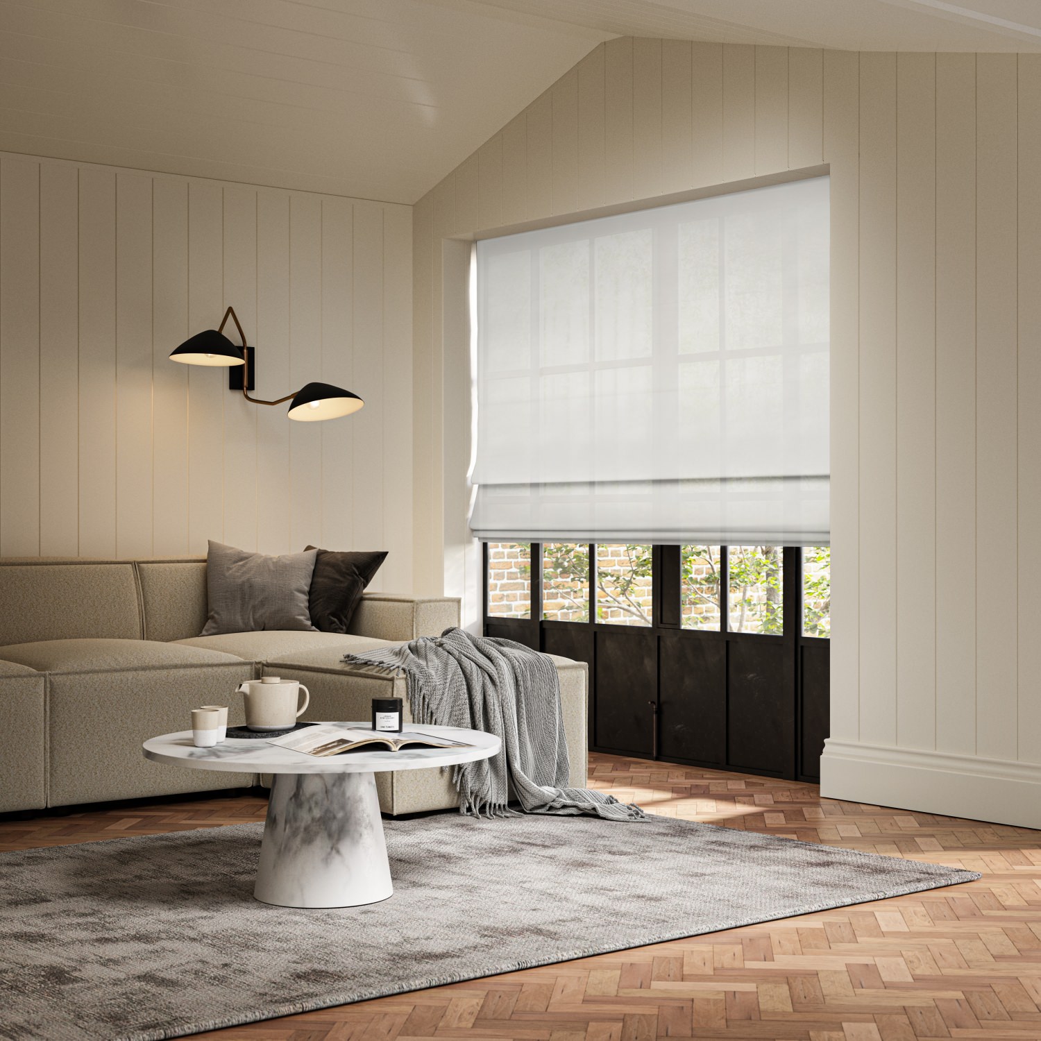 carraig ice sheer roman blind