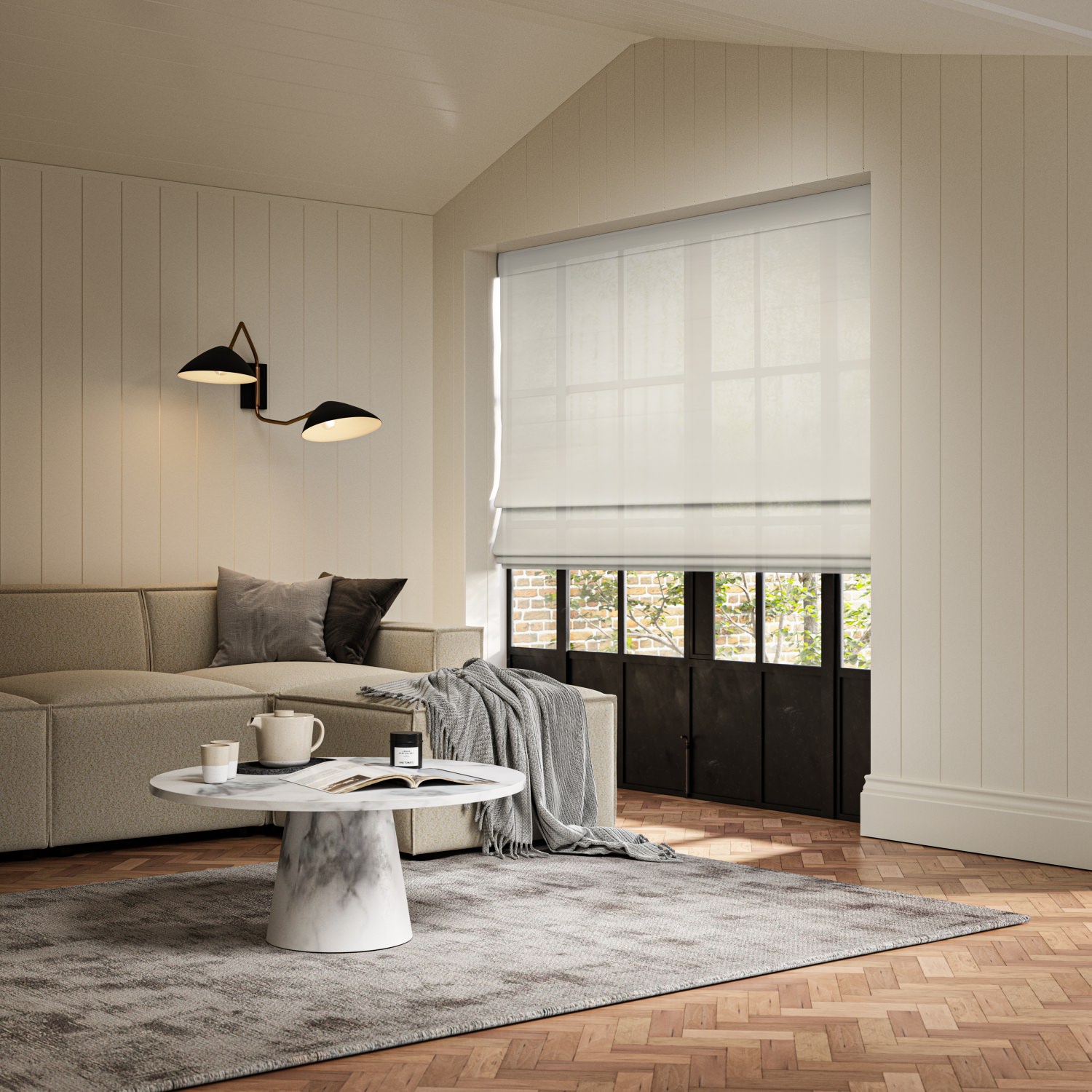 carraig linen sheer roman blind