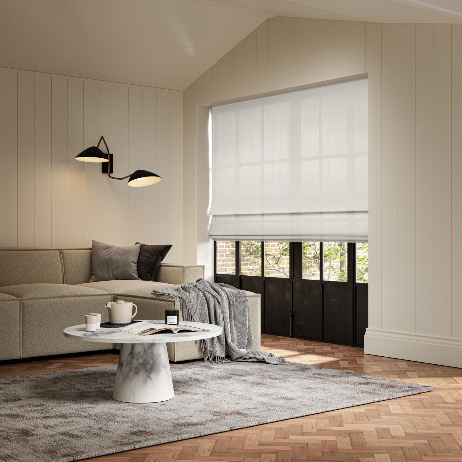 carraig pearl sheer roman blind