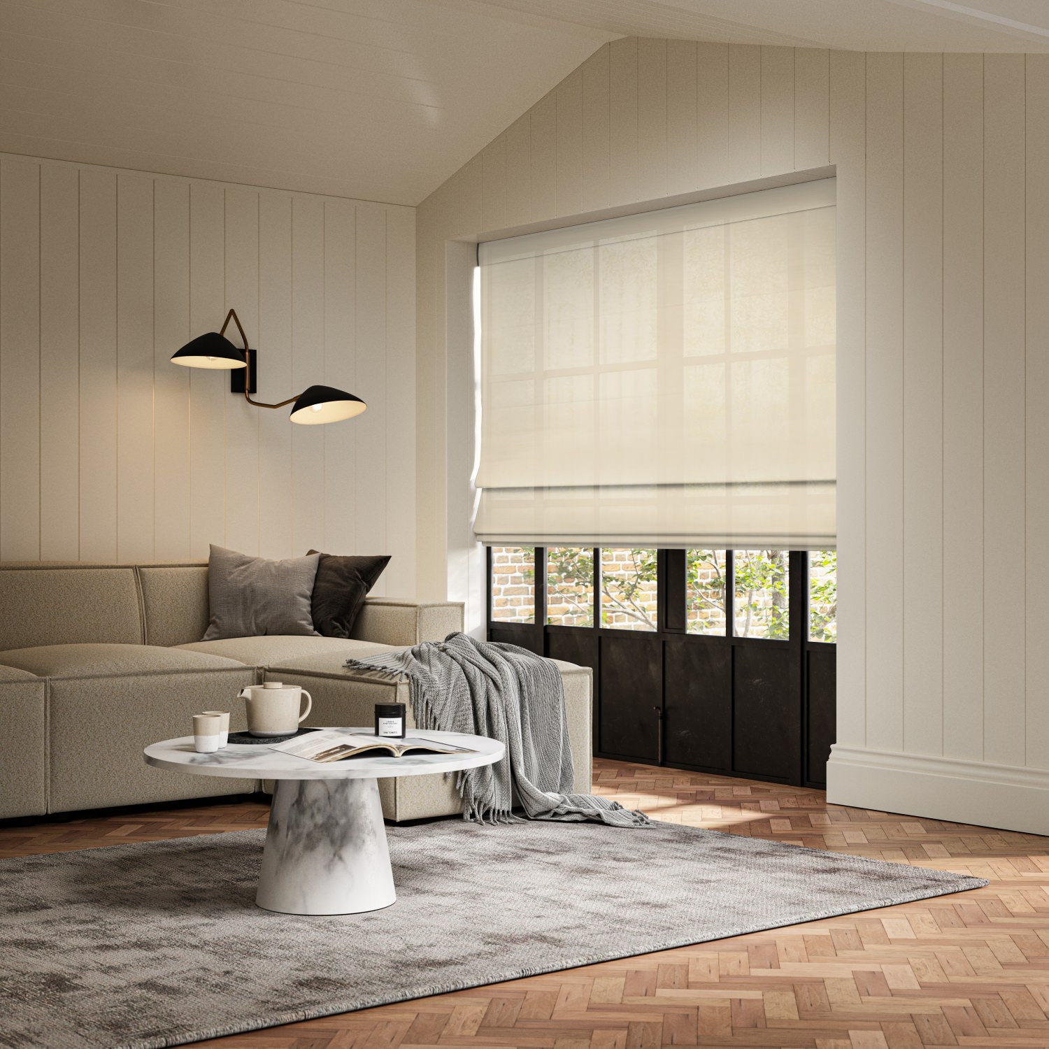 carraig wheat sheer roman blind