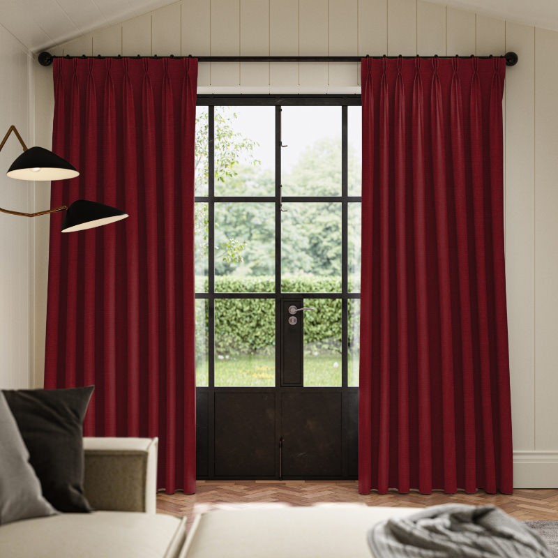 Clara Crimson Plain Curtain