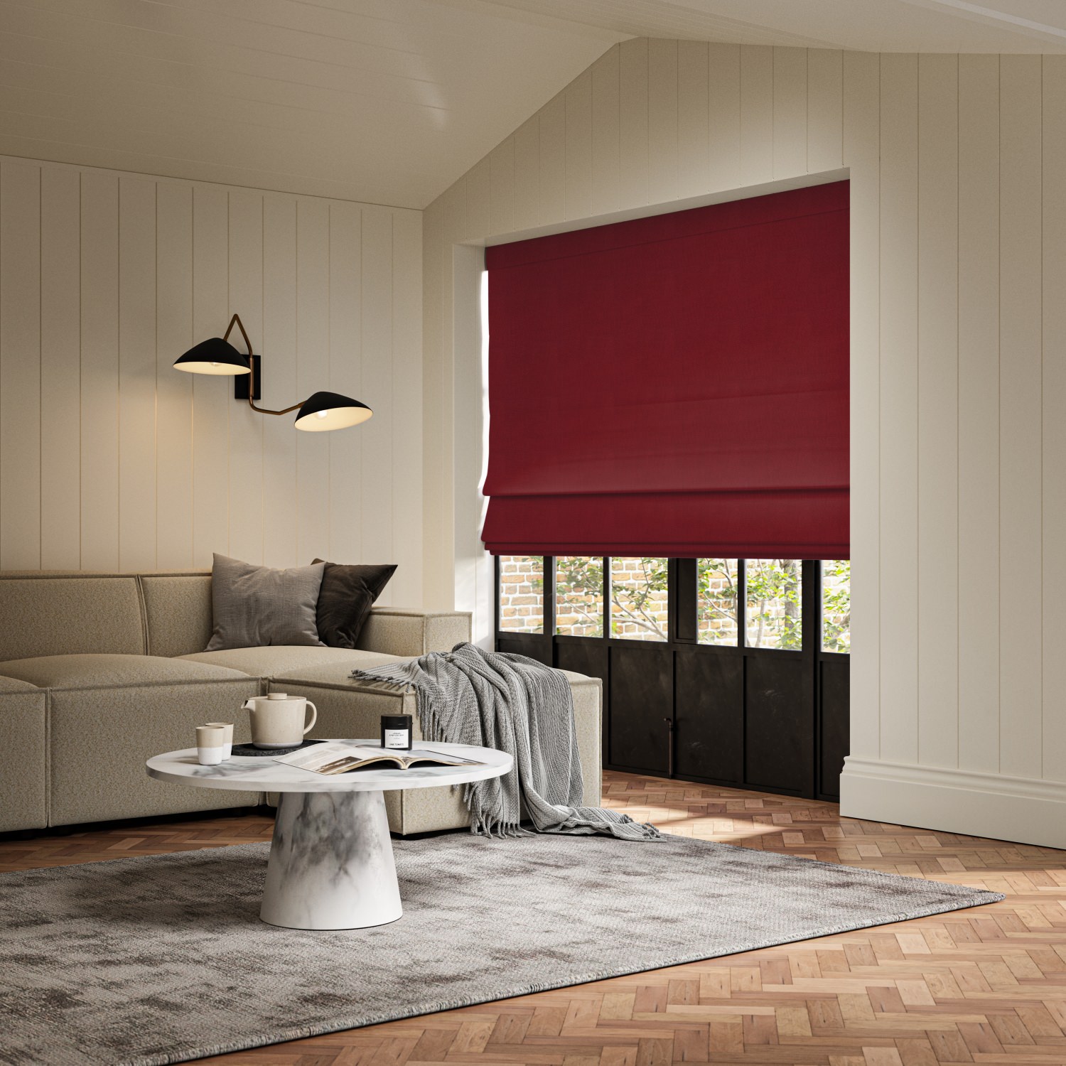 clara crimson plain roman blind