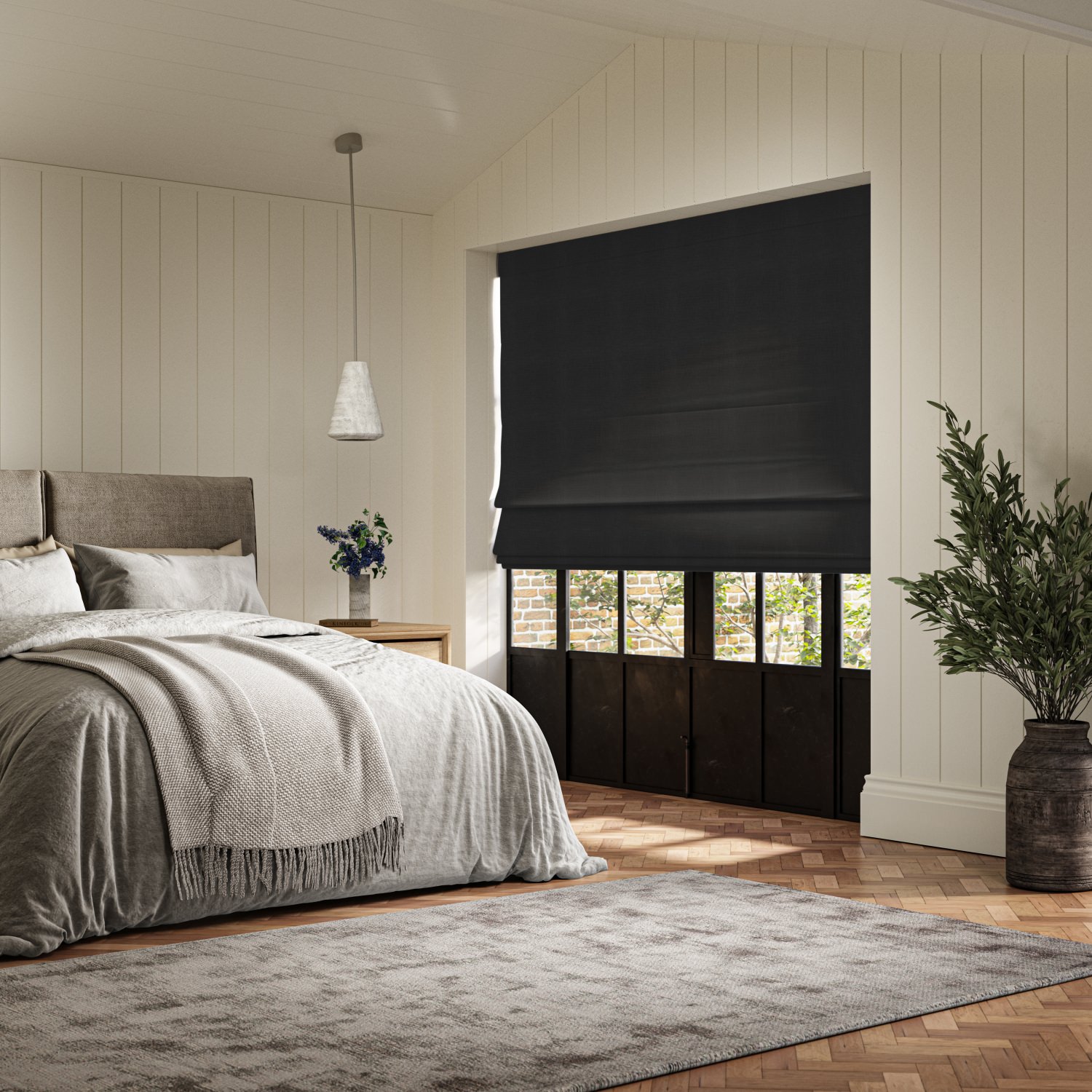 clara ebony plain roman blind