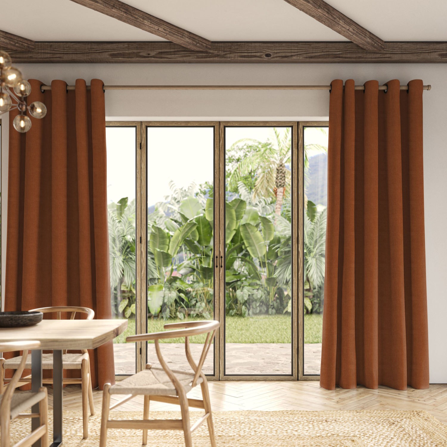 clara terracotta plain curtain