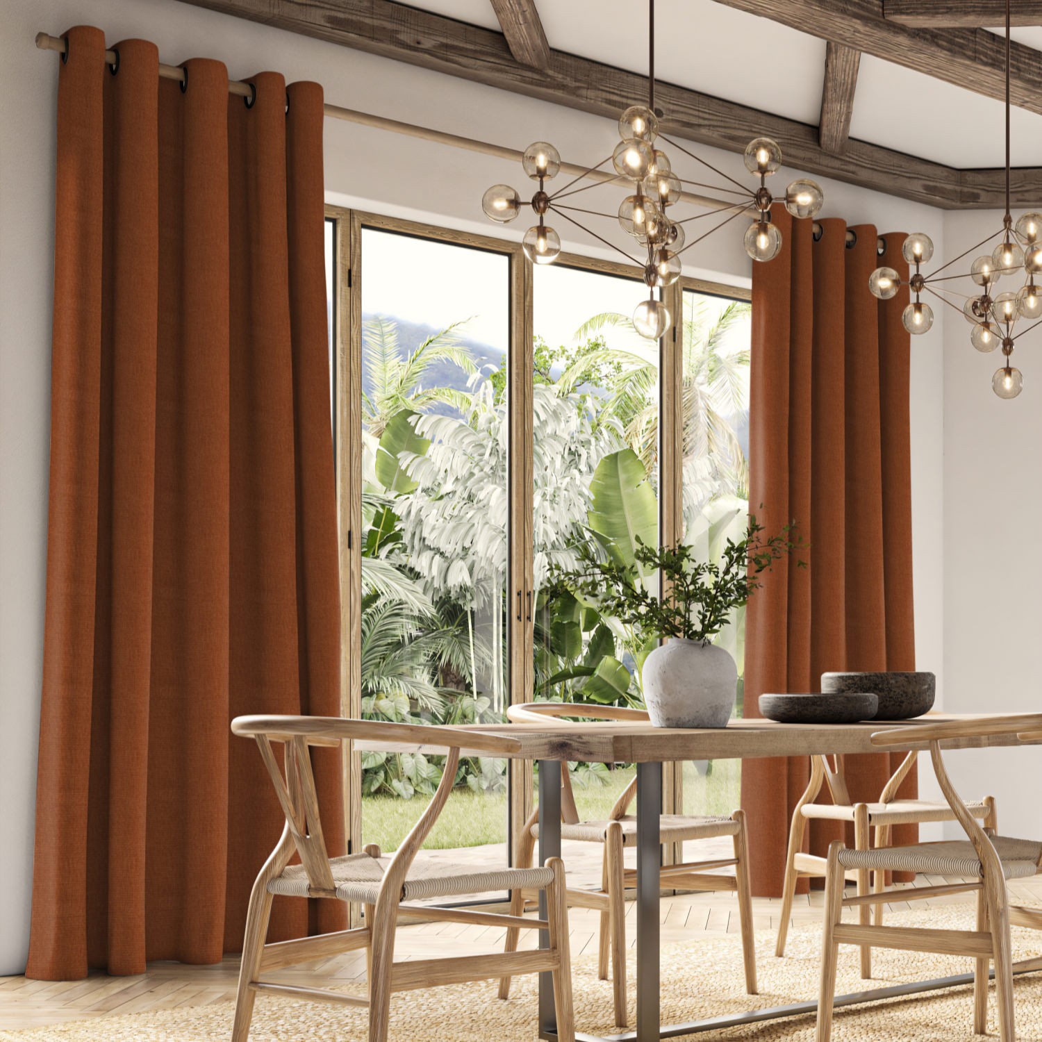 clara terracotta plain curtain