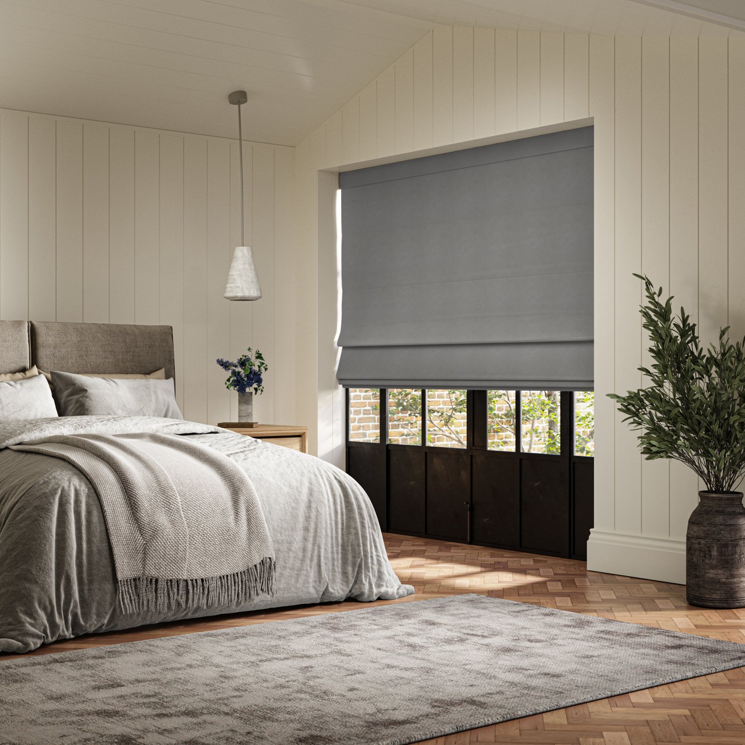 collier charcoal dim out roman blind