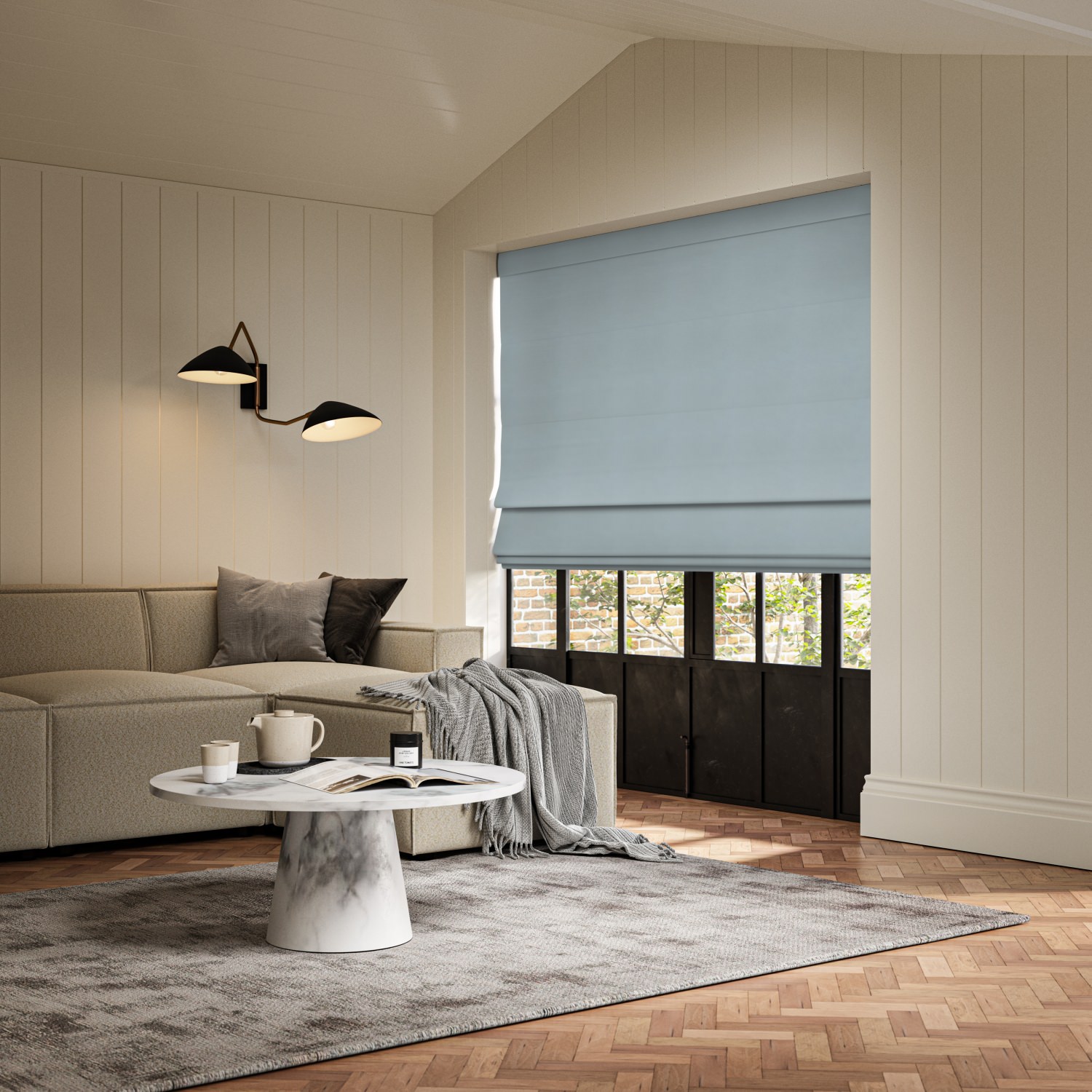 collier china blue dim out roman blind
