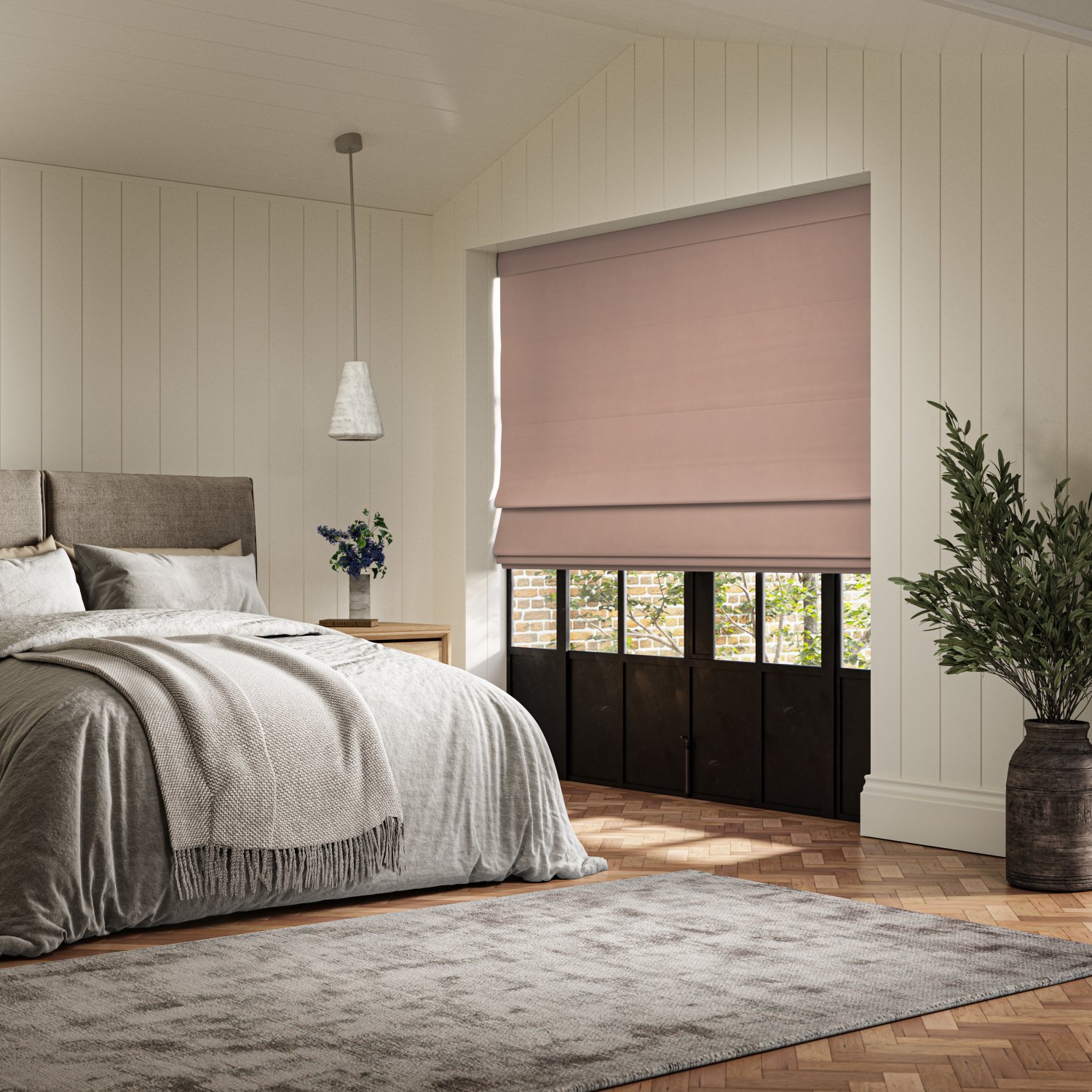 collier latte dim out roman blind