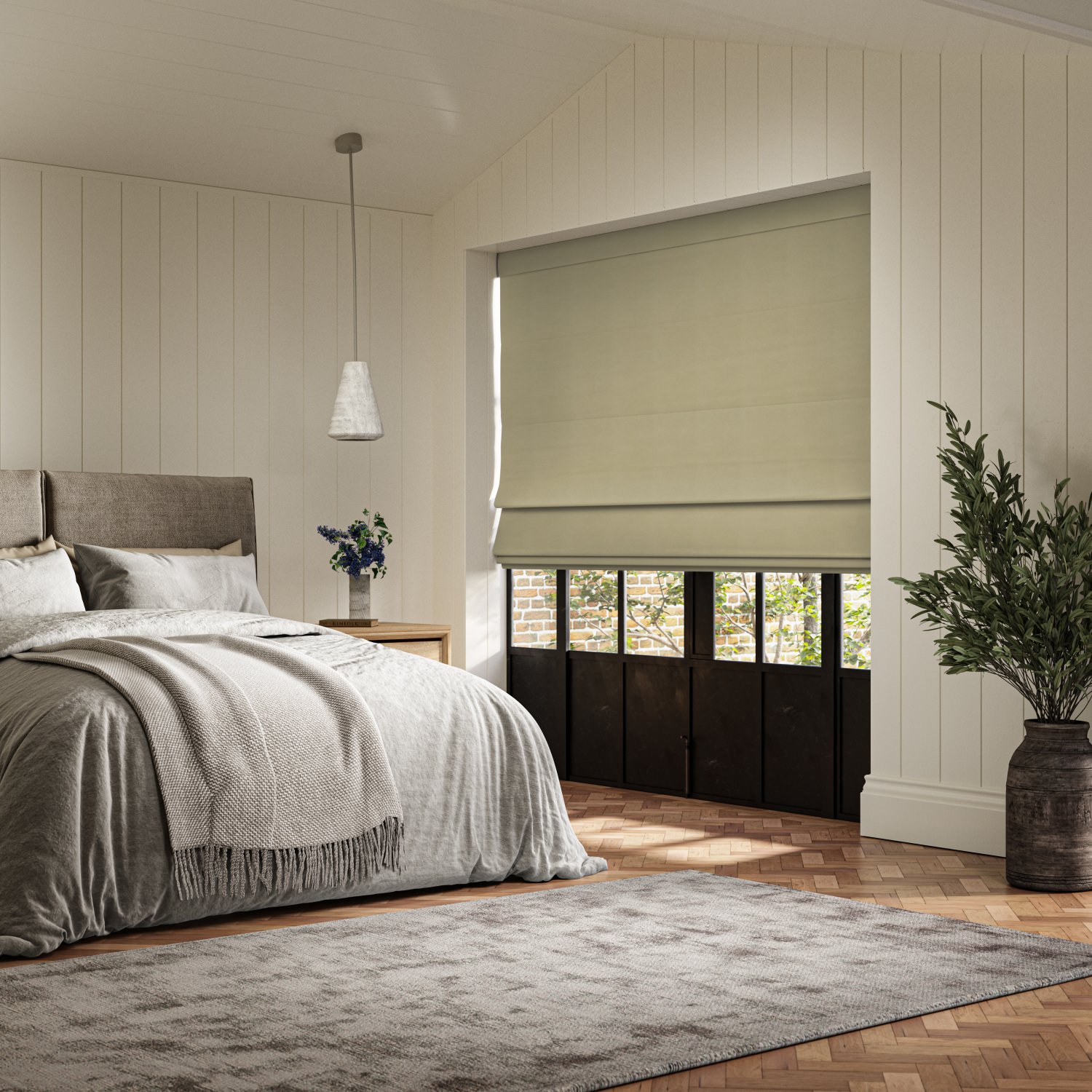 collier moss dim out roman blind