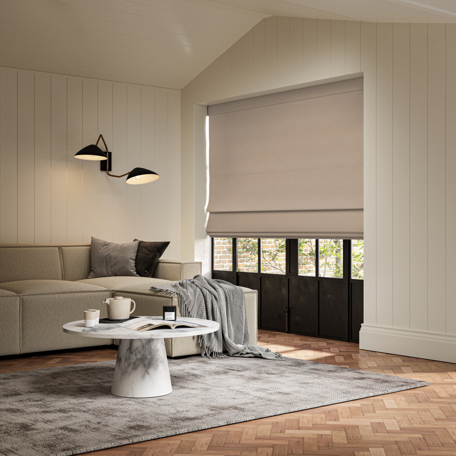 collier nougat dim out roman blind