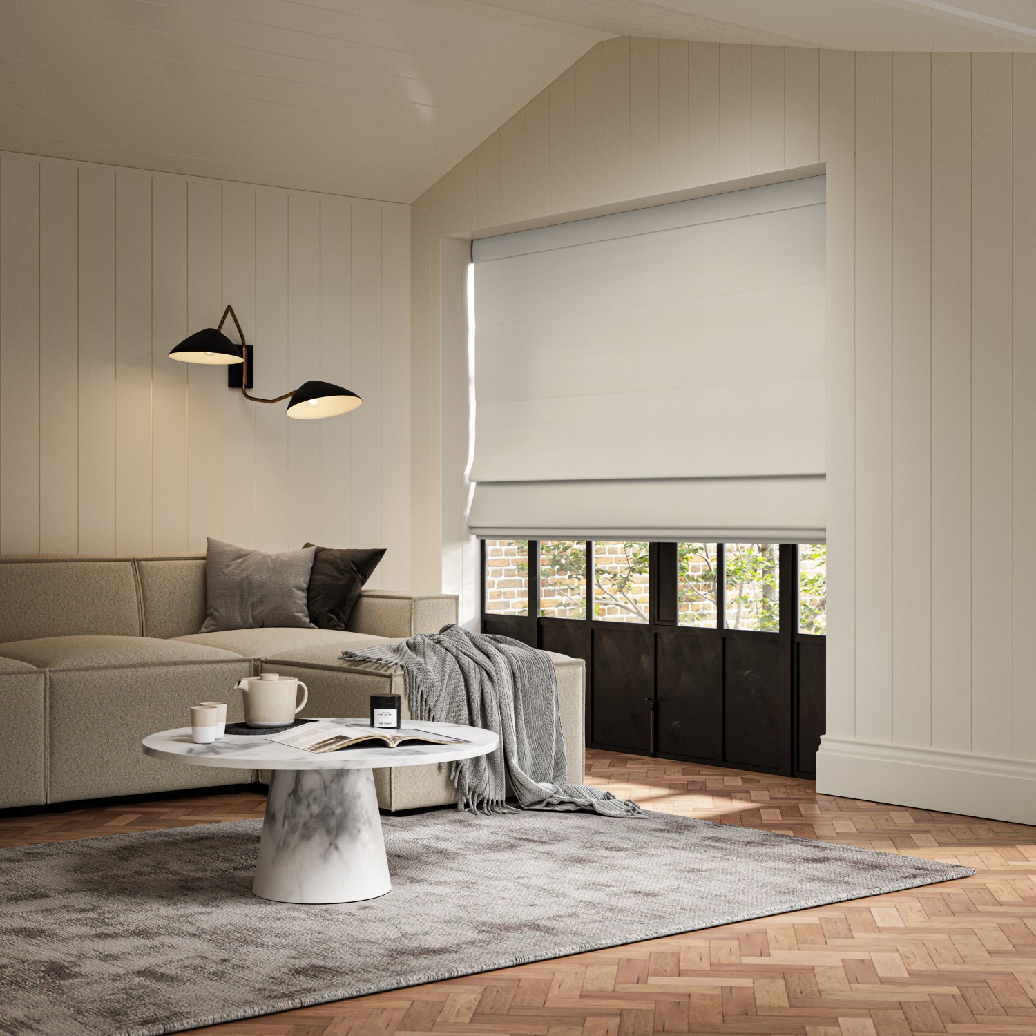 collier pearl dim out roman blind