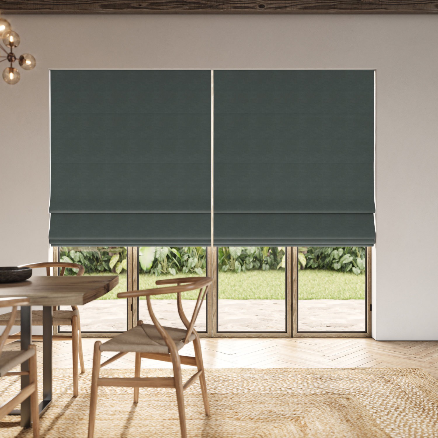 collier pine dim out roman blind