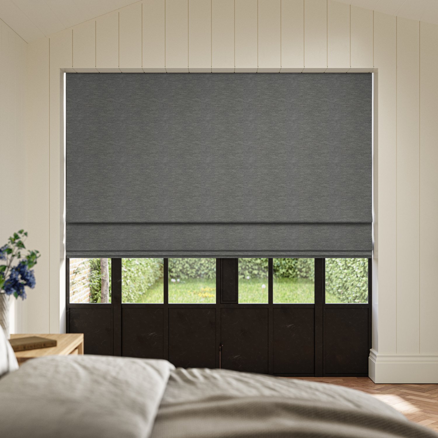 curtis graphite blackout roman blind