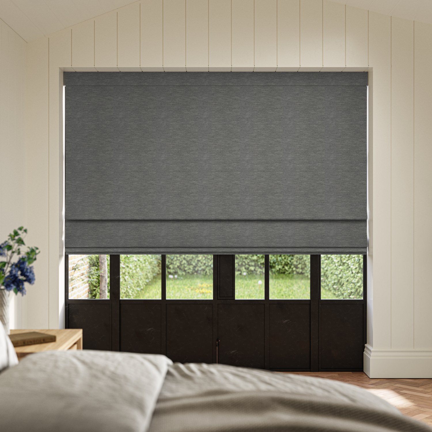 curtis graphite blackout roman blind