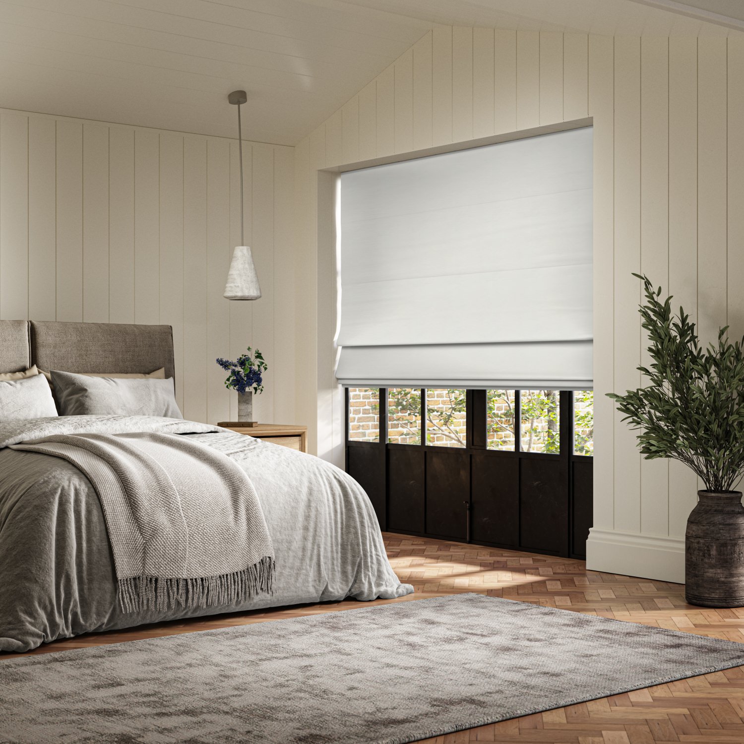 curtis white blackout roman blind