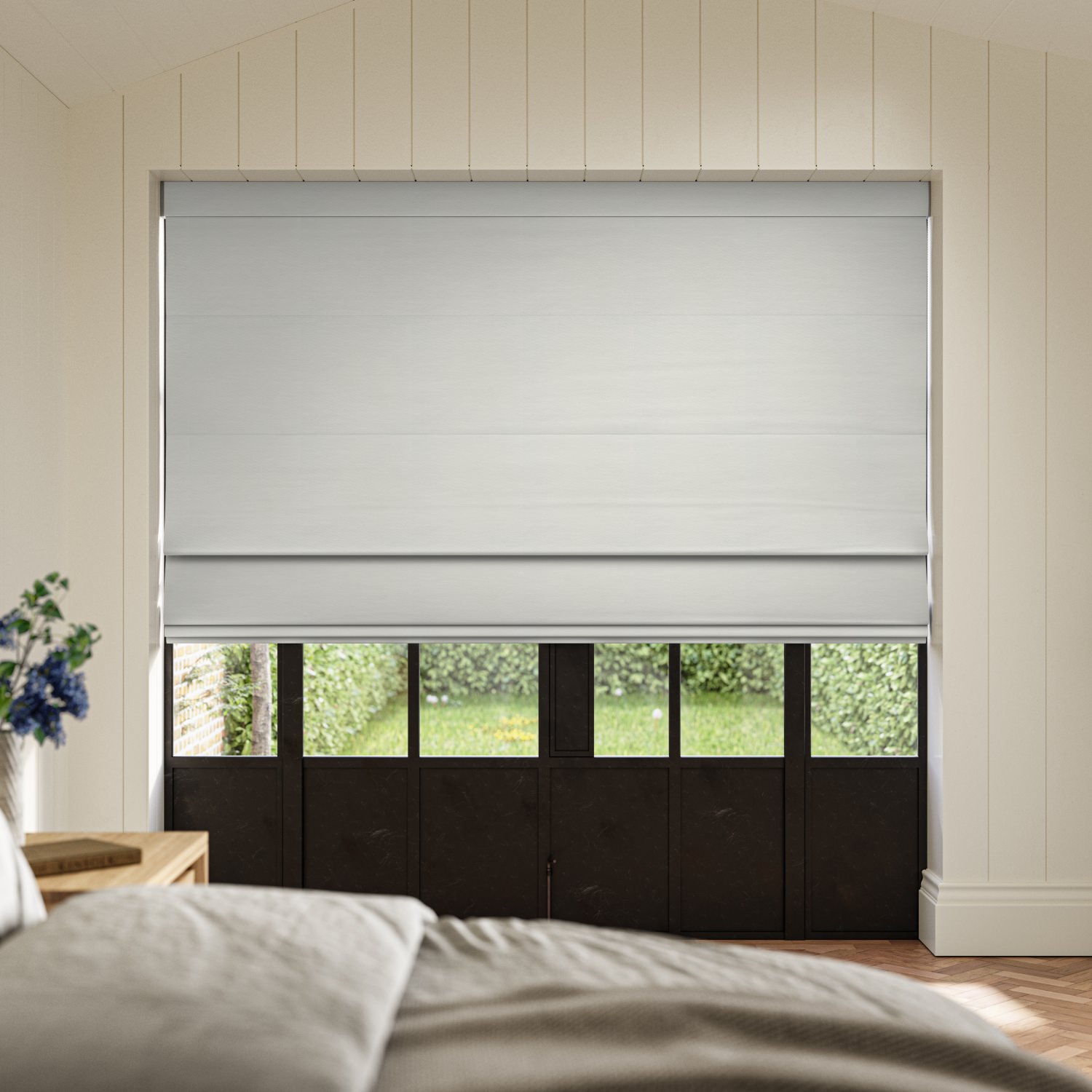 curtis white blackout roman blind
