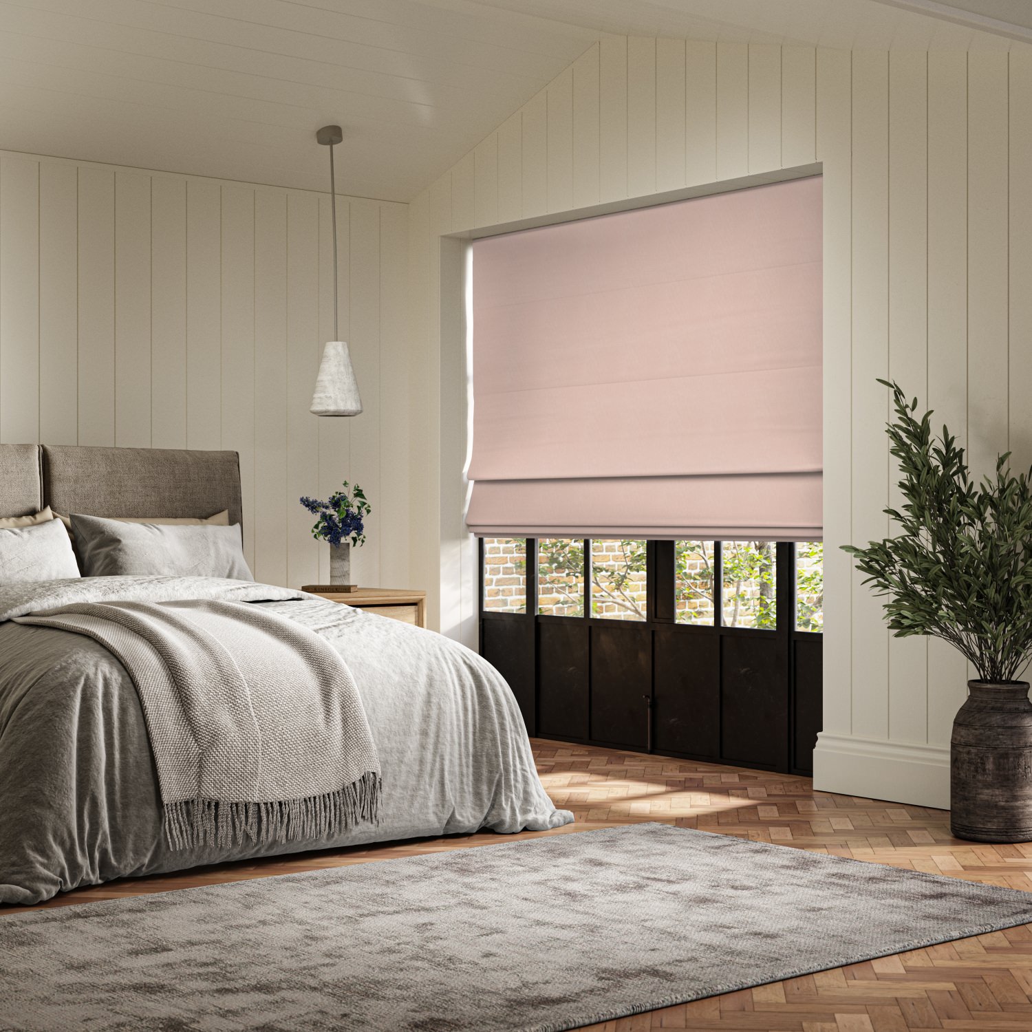 downey blush dim out roman blind