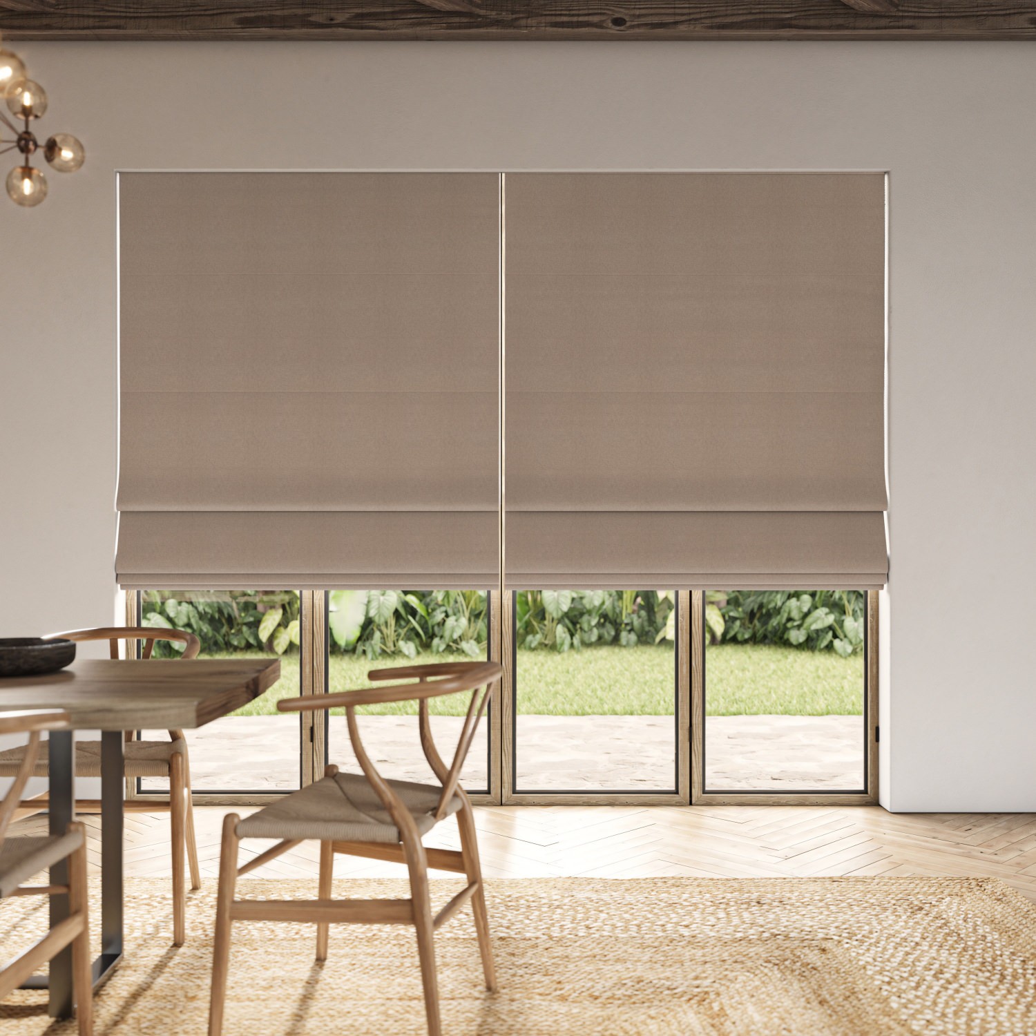 downey caramel dim out roman blind