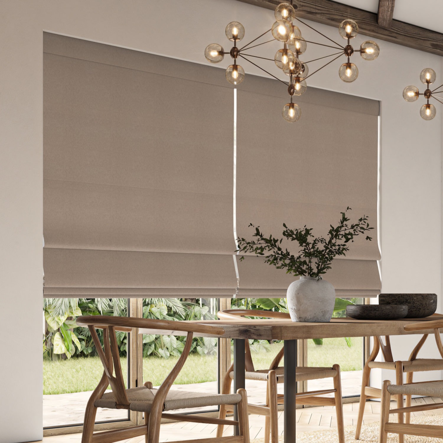 downey caramel dim out roman blind