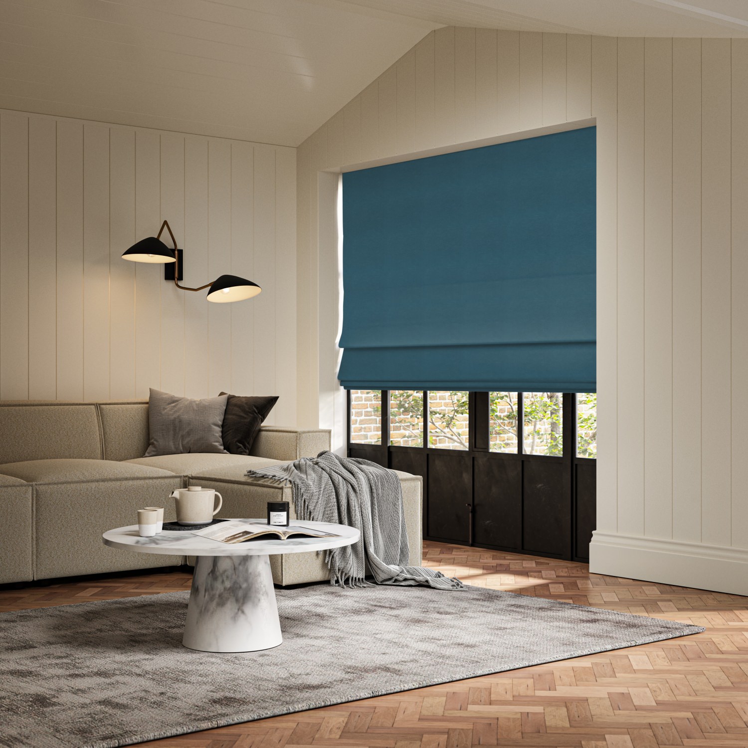 downey peacock dim out roman blind