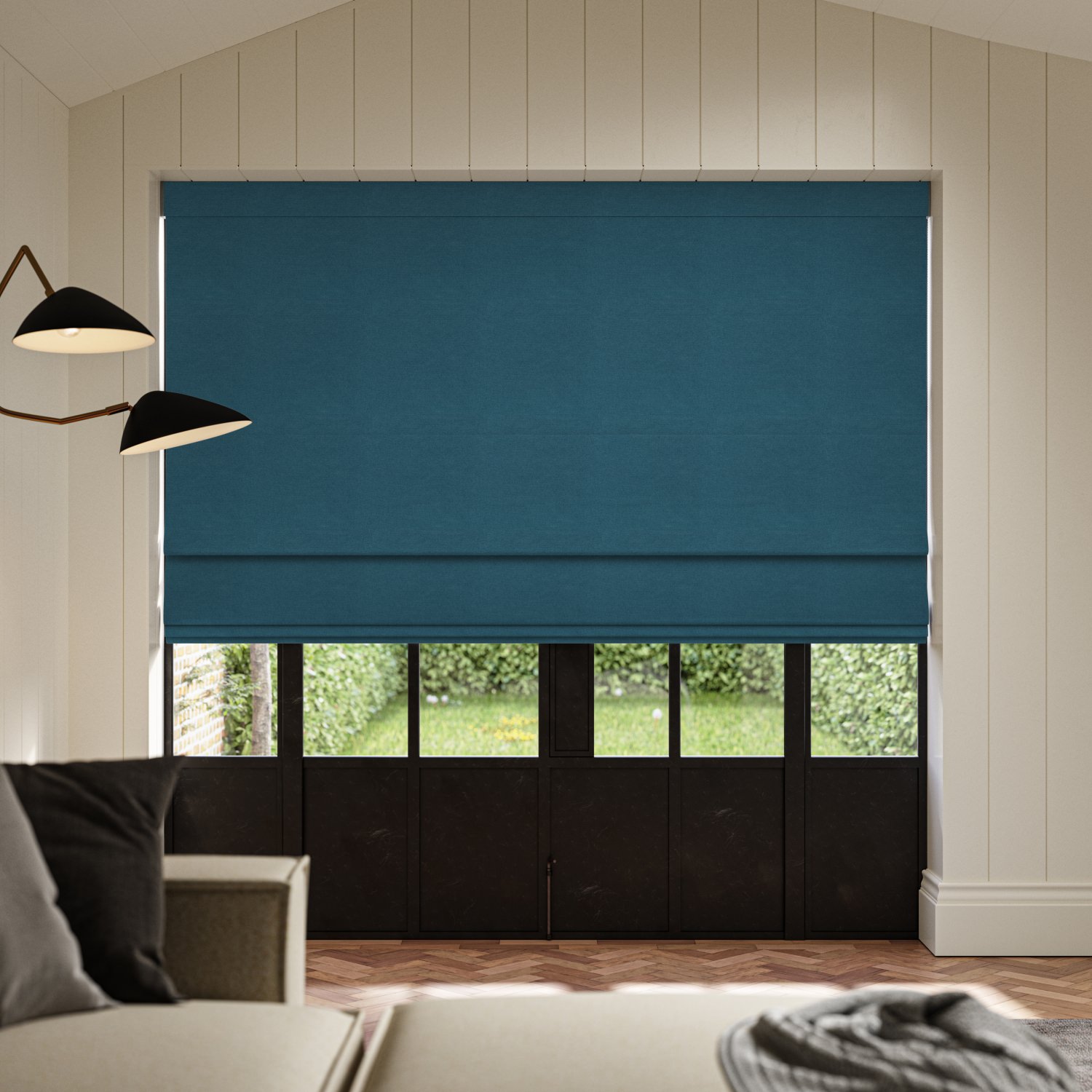 downey peacock dim out roman blind