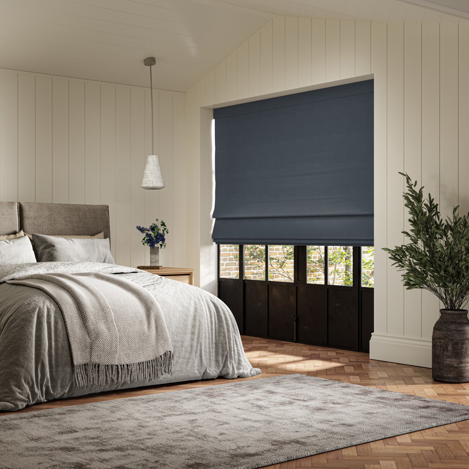 downey slate dim out roman blind