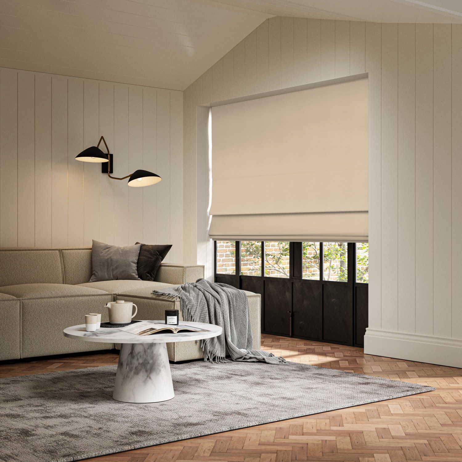 frida oatmeal plain roman blind