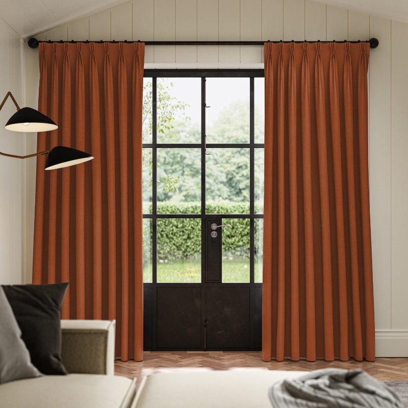 Frida Rust Plain Curtain