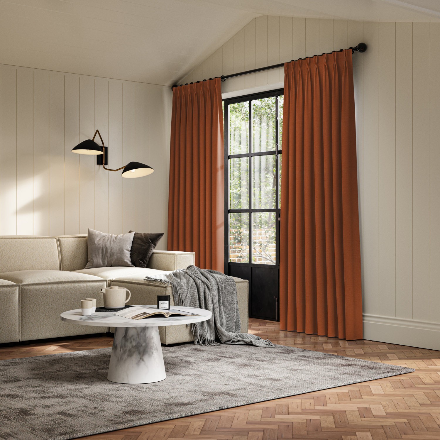 frida rust plain curtain