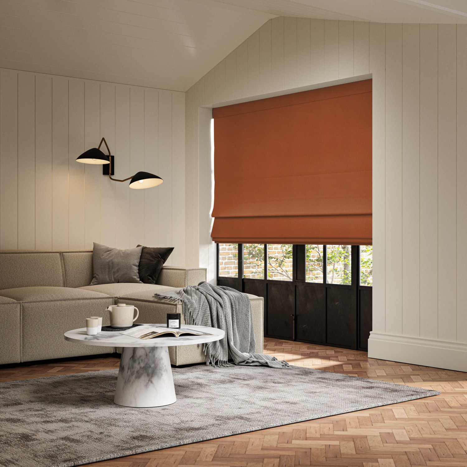 frida rust plain roman blind