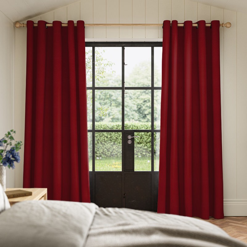 Frida Scarlet Plain Curtain