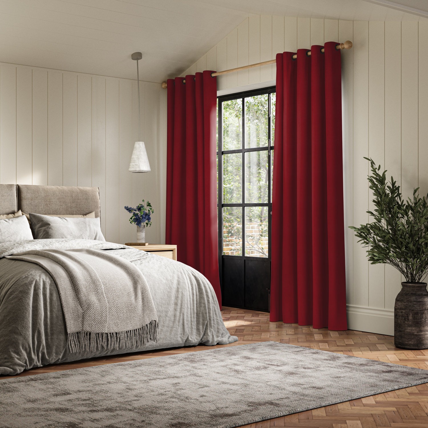 frida scarlet plain curtain