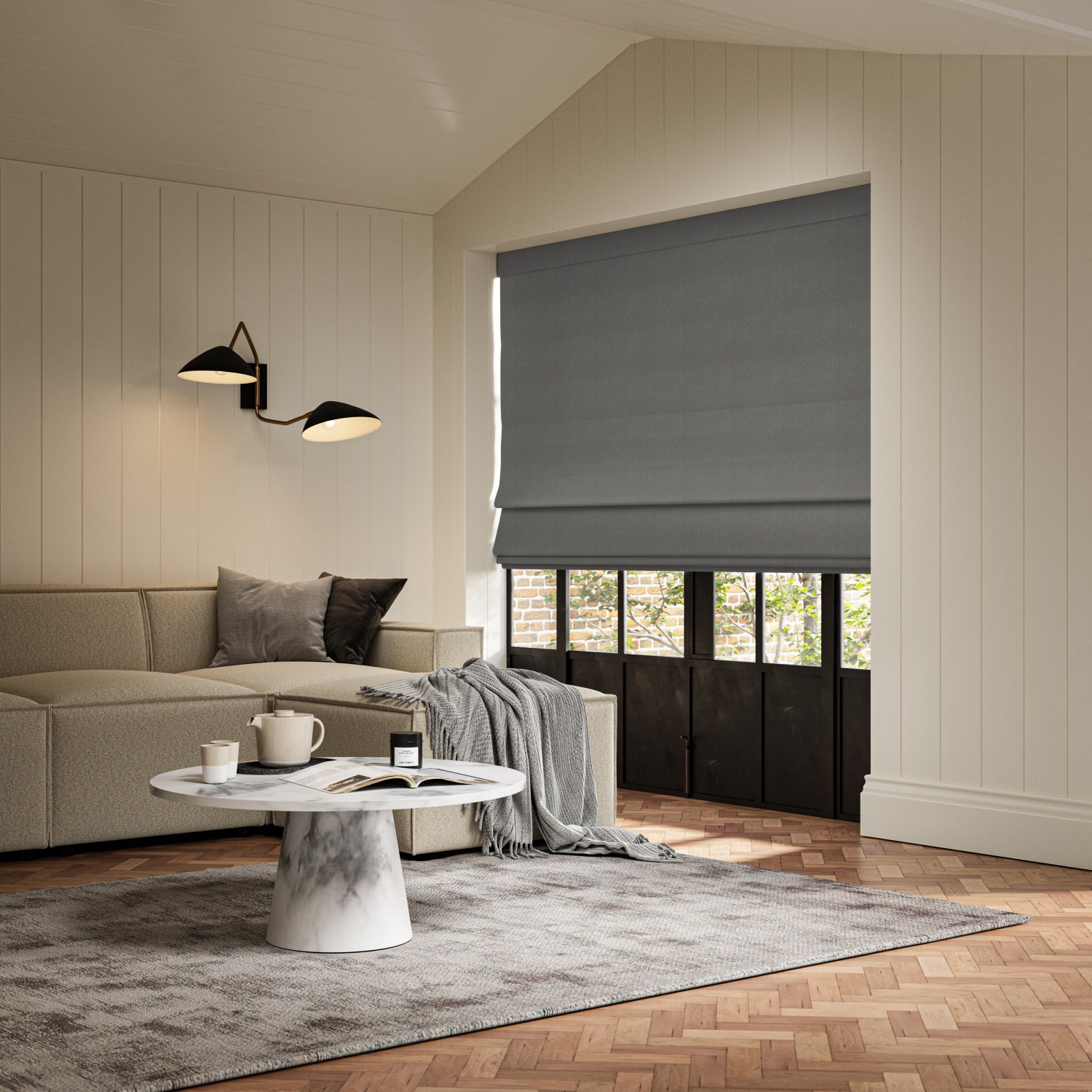 frida smoke plain roman blind
