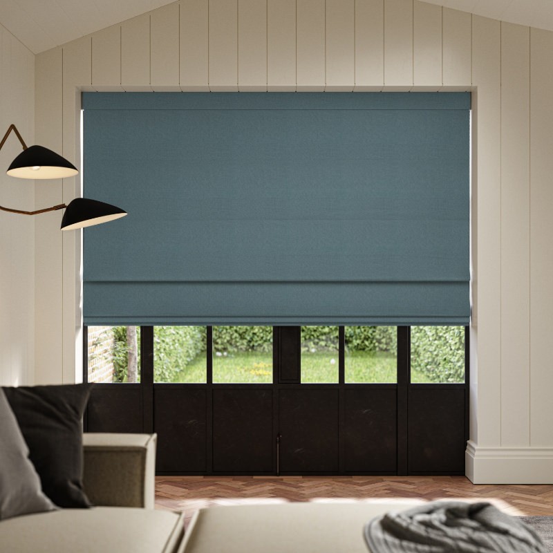 Frida Teal Plain Roman Blind