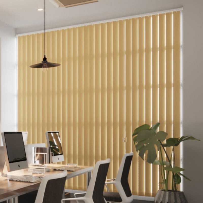 Commercial FR Mustard Dimout Cordless Vertical Blind