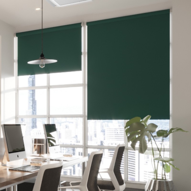 Commercial FR Pine Green Cordless Roller Blind