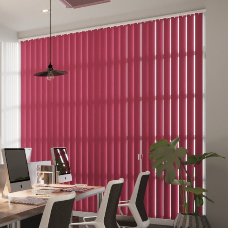 Commercial FR Pink Blackout Vertical Blind