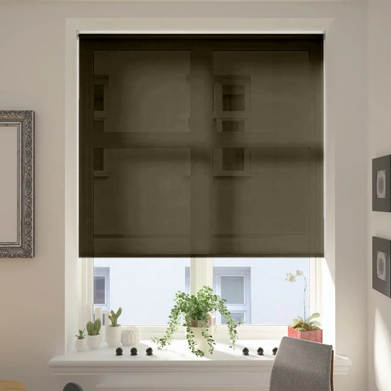 Capri Anthracite Voile XL Mains Electric Roller Blind