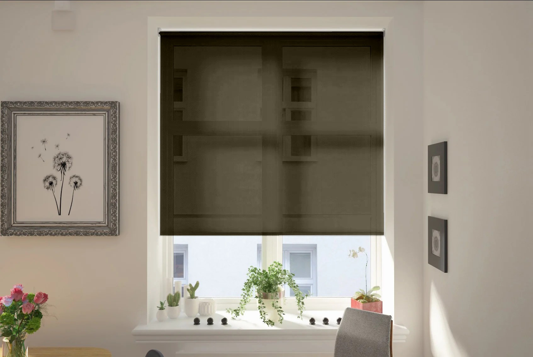 capri anthracite voile battery / solar roller blind