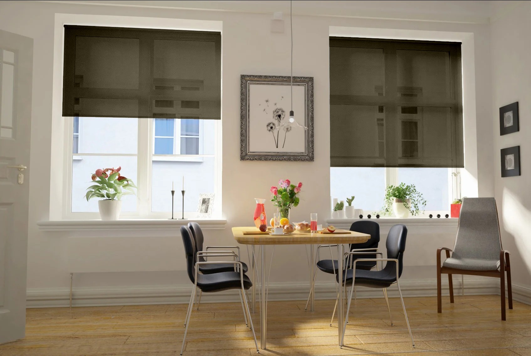 capri anthracite voile battery / solar roller blind
