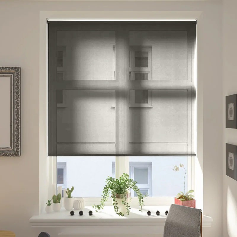 Capri Black Voile XL Mains Electric Roller Blind