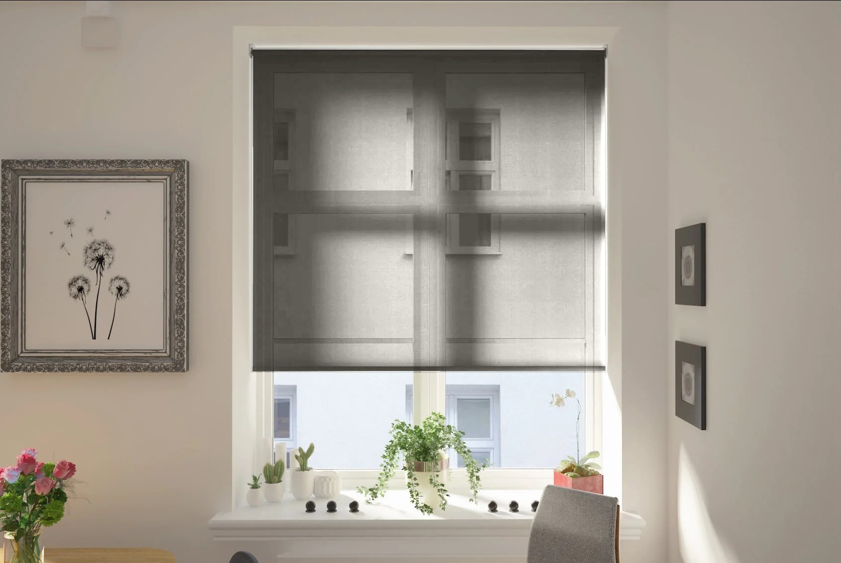 capri black voile premium xl blackout roller blind